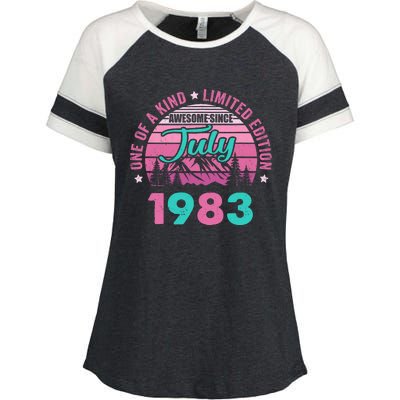 40 Years Old Awesome Since July 1983 40Th Birthday Women Enza Ladies Jersey Colorblock Tee