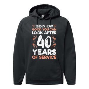 40 years of service 40 years of work anniversary Performance Fleece Hoodie