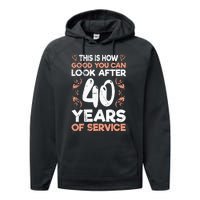 40 years of service 40 years of work anniversary Performance Fleece Hoodie