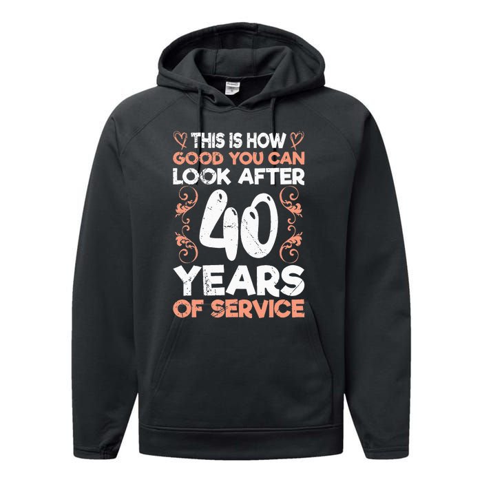 40 years of service 40 years of work anniversary Performance Fleece Hoodie