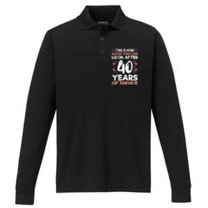 40 years of service 40 years of work anniversary Performance Long Sleeve Polo