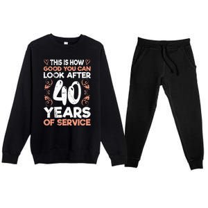 40 years of service 40 years of work anniversary Premium Crewneck Sweatsuit Set