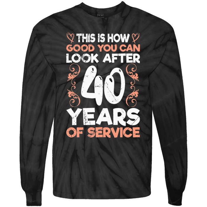 40 years of service 40 years of work anniversary Tie-Dye Long Sleeve Shirt