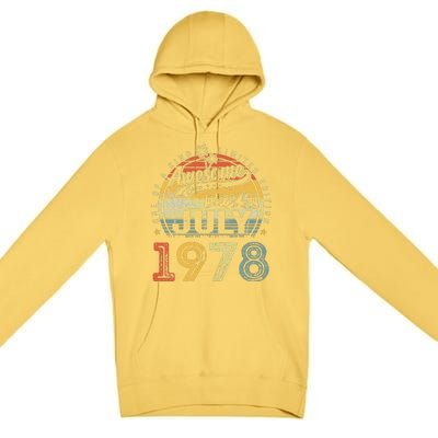 45 Years Old Birthday Awesome Since July 1978 45th Birthday Premium Pullover Hoodie