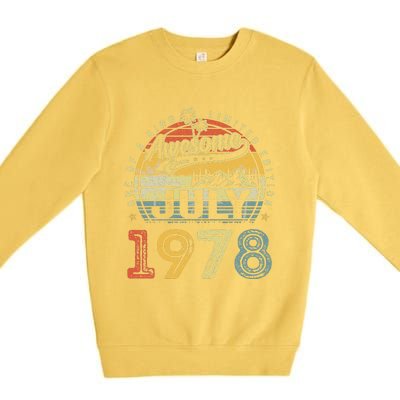 45 Years Old Birthday Awesome Since July 1978 45th Birthday Premium Crewneck Sweatshirt