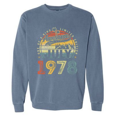 45 Years Old Birthday Awesome Since July 1978 45th Birthday Garment-Dyed Sweatshirt