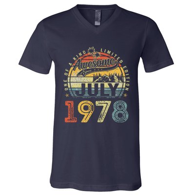 45 Years Old Birthday Awesome Since July 1978 45th Birthday V-Neck T-Shirt