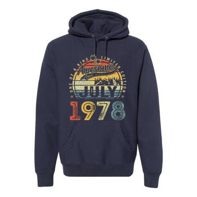 45 Years Old Birthday Awesome Since July 1978 45th Birthday Premium Hoodie