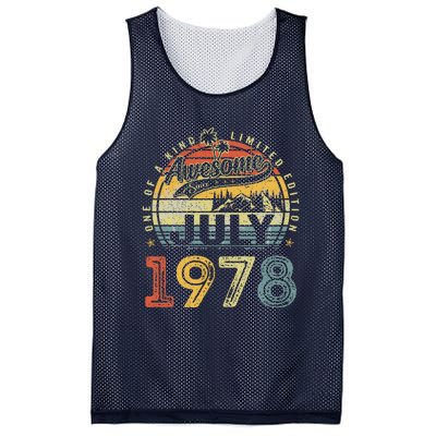 45 Years Old Birthday Awesome Since July 1978 45th Birthday Mesh Reversible Basketball Jersey Tank