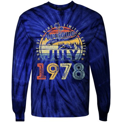 45 Years Old Birthday Awesome Since July 1978 45th Birthday Tie-Dye Long Sleeve Shirt