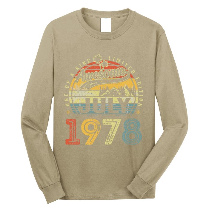 45 Years Old Birthday Awesome Since July 1978 45th Birthday Long Sleeve Shirt