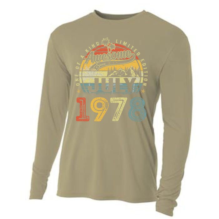 45 Years Old Birthday Awesome Since July 1978 45th Birthday Cooling Performance Long Sleeve Crew