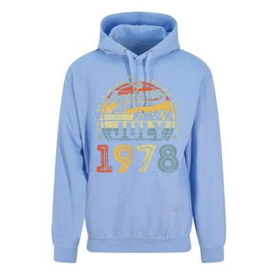 45 Years Old Birthday Awesome Since July 1978 45th Birthday Unisex Surf Hoodie