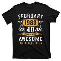 40 Years Old Gifts Vintage February 1983 40th Birthday T-Shirt