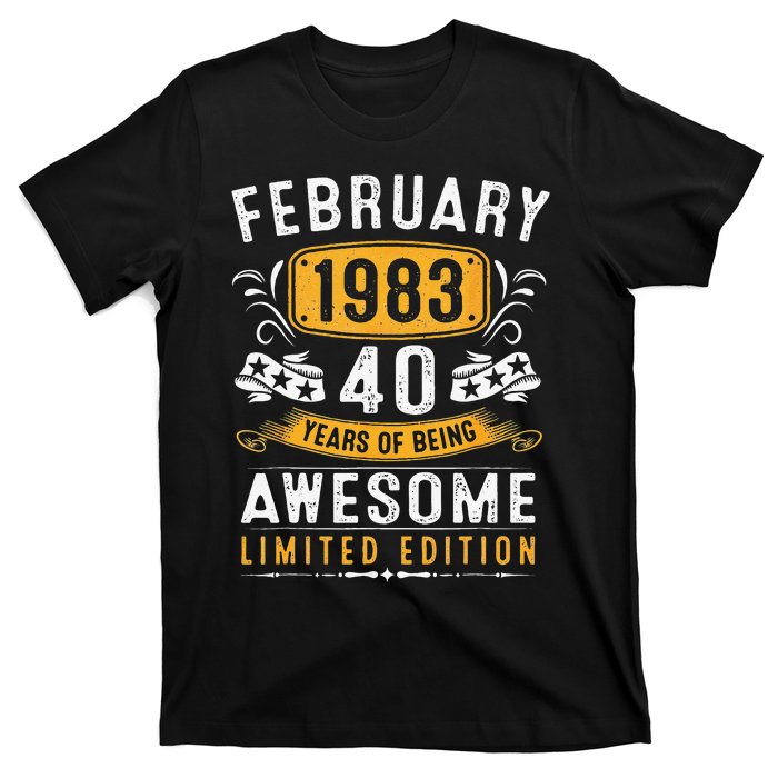 40 Years Old Gifts Vintage February 1983 40th Birthday T-Shirt