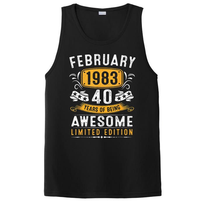 40 Years Old Gifts Vintage February 1983 40th Birthday PosiCharge Competitor Tank