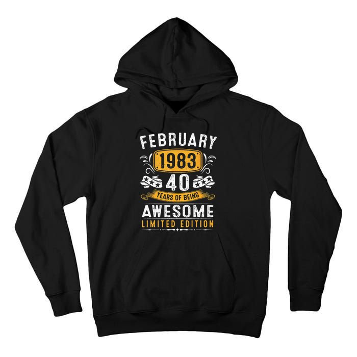 40 Years Old Gifts Vintage February 1983 40th Birthday Tall Hoodie