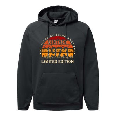 49 Year Old Gifts Retro Vintage 1973 Limited Edition 49th Birthday Performance Fleece Hoodie