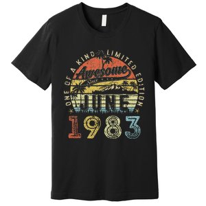 40 Year Old Awesome Since June 1983 40th Birthday Premium T-Shirt