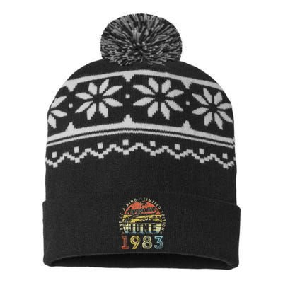 40 Year Old Awesome Since June 1983 40th Birthday USA-Made Snowflake Beanie