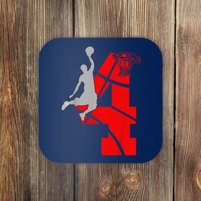 4 Year Old 4th Basketball Birthday Partytheme Coaster