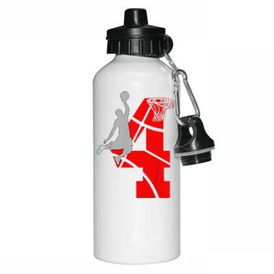 4 Year Old 4th Basketball Birthday Partytheme Aluminum Water Bottle