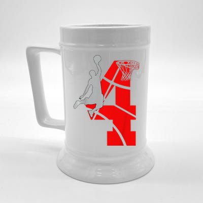 4 Year Old 4th Basketball Birthday Partytheme Beer Stein