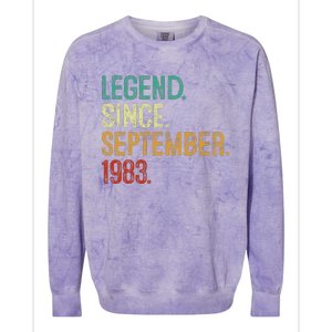 40 Years Old Legend Since September 1983 40th Birthday Colorblast Crewneck Sweatshirt