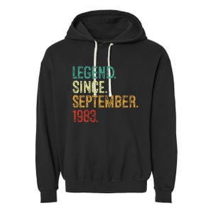 40 Years Old Legend Since September 1983 40th Birthday Garment-Dyed Fleece Hoodie