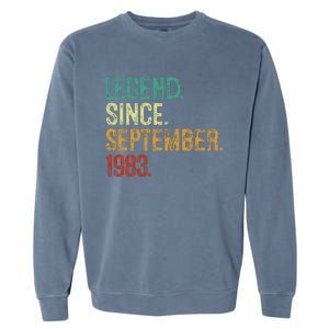 40 Years Old Legend Since September 1983 40th Birthday Garment-Dyed Sweatshirt