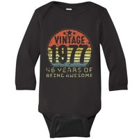 46 Year Old Birthday Vintage 1977 46th Birthday Baby Long Sleeve Bodysuit