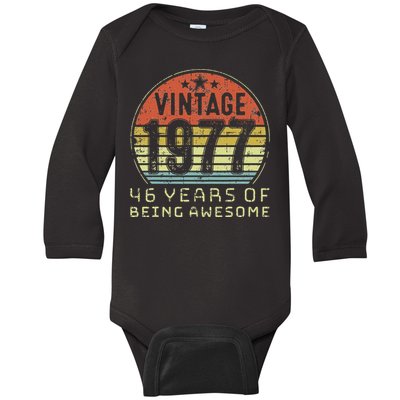 46 Year Old Birthday Vintage 1977 46th Birthday Baby Long Sleeve Bodysuit