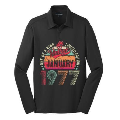 46 Years Old Gift January 1977 Limited Edition 46th Birthday Silk Touch Performance Long Sleeve Polo