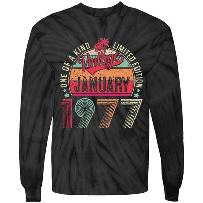 46 Years Old Gift January 1977 Limited Edition 46th Birthday Tie-Dye Long Sleeve Shirt