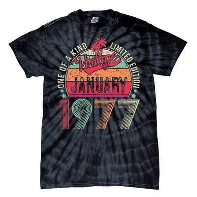 46 Years Old Gift January 1977 Limited Edition 46th Birthday Tie-Dye T-Shirt