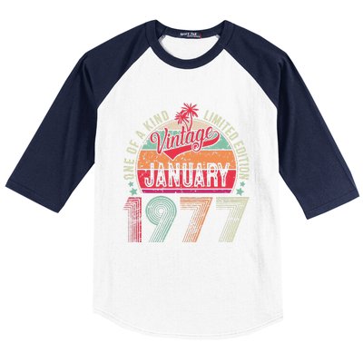 46 Years Old Gift January 1977 Limited Edition 46th Birthday Baseball Sleeve Shirt