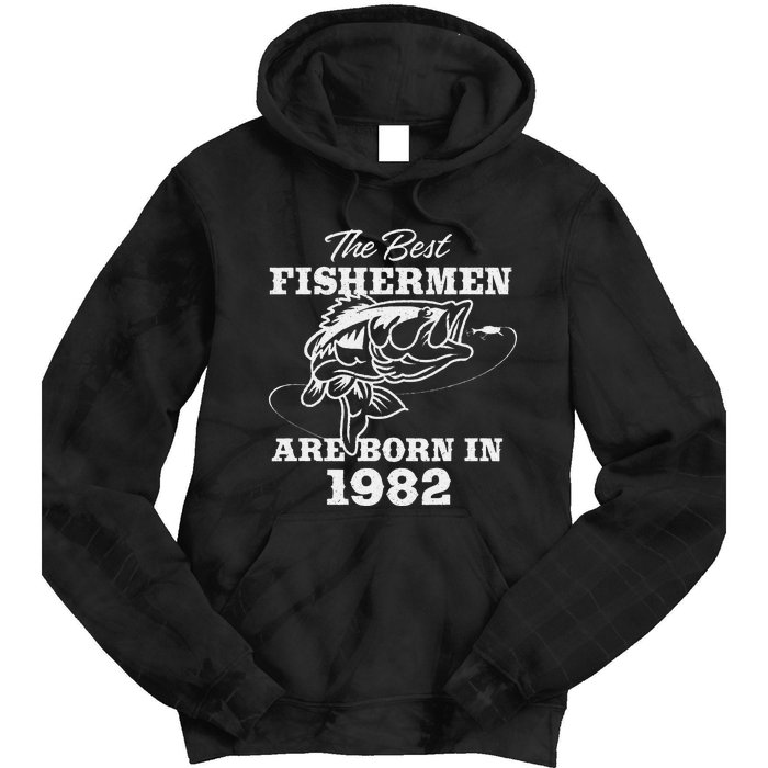 41 Year Old Fisherman Fishing 1982 41st Birthday Gift Tie Dye Hoodie