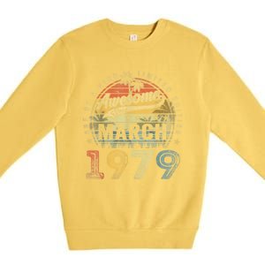 44 Year Old Awesome Since March 1979 44th Birthday Premium Crewneck Sweatshirt