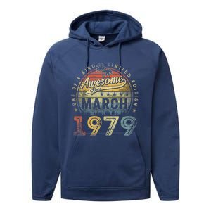 44 Year Old Awesome Since March 1979 44th Birthday Performance Fleece Hoodie