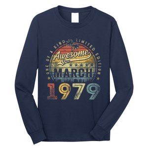 44 Year Old Awesome Since March 1979 44th Birthday Long Sleeve Shirt