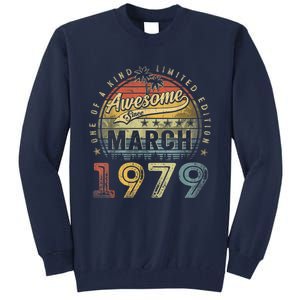 44 Year Old Awesome Since March 1979 44th Birthday Tall Sweatshirt