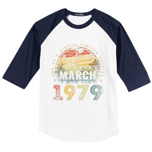 44 Year Old Awesome Since March 1979 44th Birthday Baseball Sleeve Shirt