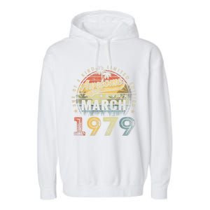 44 Year Old Awesome Since March 1979 44th Birthday Garment-Dyed Fleece Hoodie