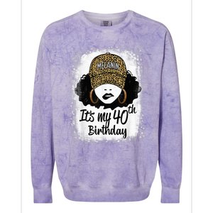 40 Years Old Leopard Melanin Girl It's My 40th Birthday Colorblast Crewneck Sweatshirt