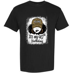 40 Years Old Leopard Melanin Girl It's My 40th Birthday Garment-Dyed Heavyweight T-Shirt