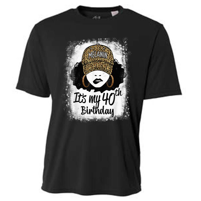 40 Years Old Leopard Melanin Girl It's My 40th Birthday Cooling Performance Crew T-Shirt