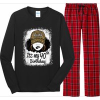 40 Years Old Leopard Melanin Girl It's My 40th Birthday Long Sleeve Pajama Set