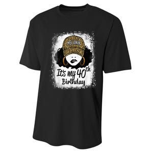 40 Years Old Leopard Melanin Girl It's My 40th Birthday Performance Sprint T-Shirt