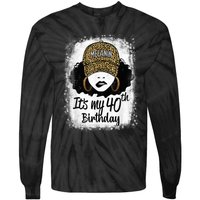 40 Years Old Leopard Melanin Girl It's My 40th Birthday Tie-Dye Long Sleeve Shirt