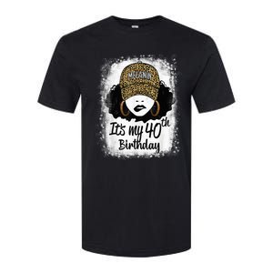 40 Years Old Leopard Melanin Girl It's My 40th Birthday Softstyle CVC T-Shirt